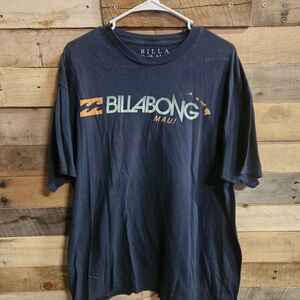 Billabong Navy Short-Sleeve Maui Logo Tee with Orange Accent